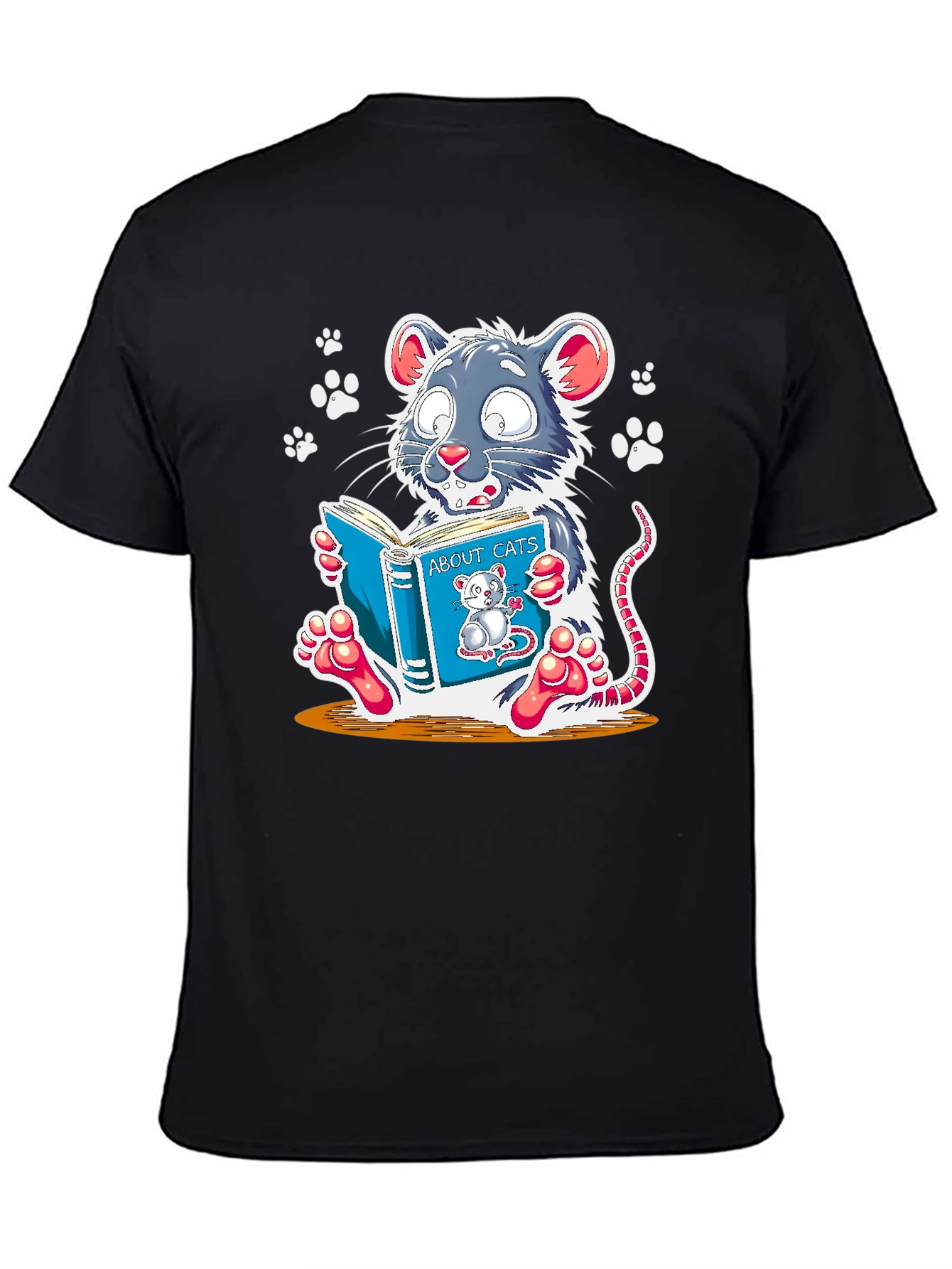 Funny Mouse Reading About Cats Graphic Tee