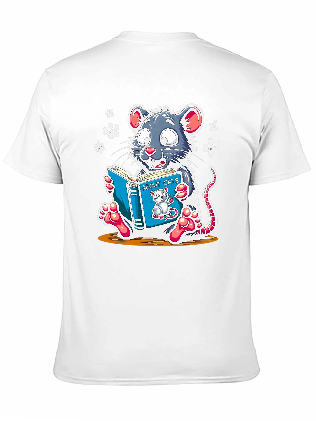 Funny Mouse Reading About Cats Graphic Tee