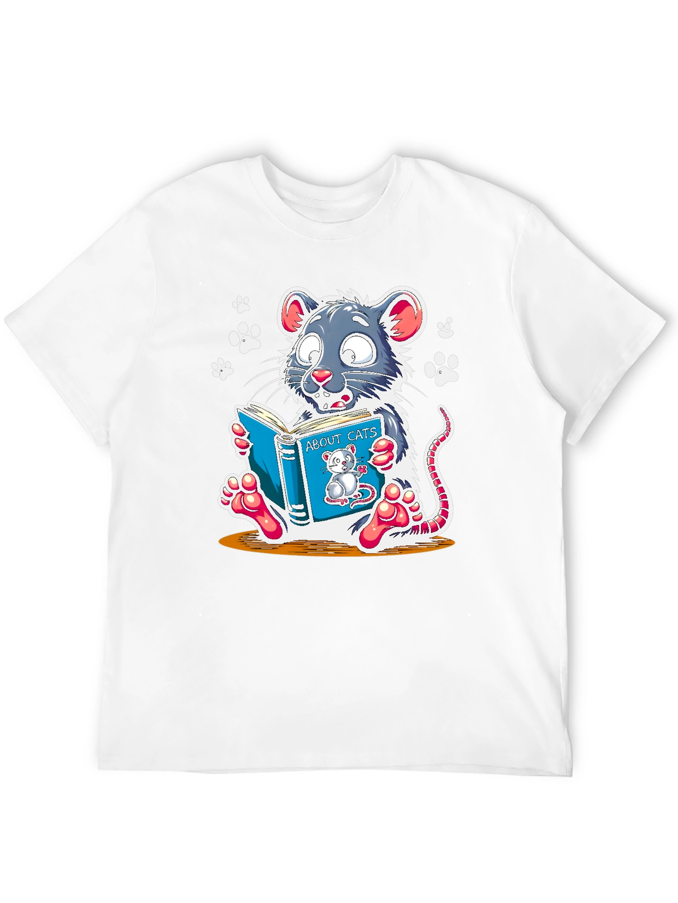 Funny Mouse Reading About Cats Graphic Tee