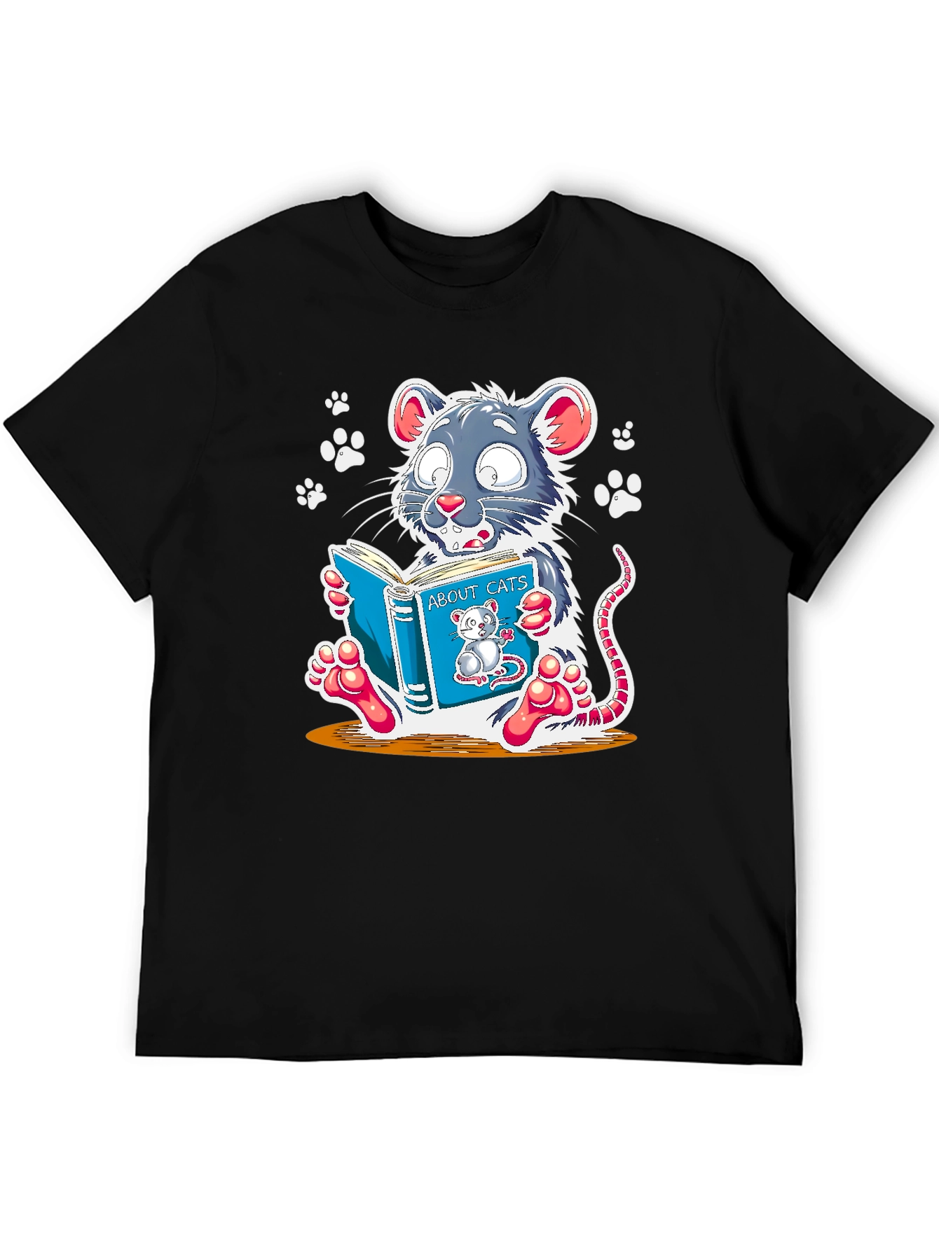 Funny Mouse Reading About Cats Graphic Tee