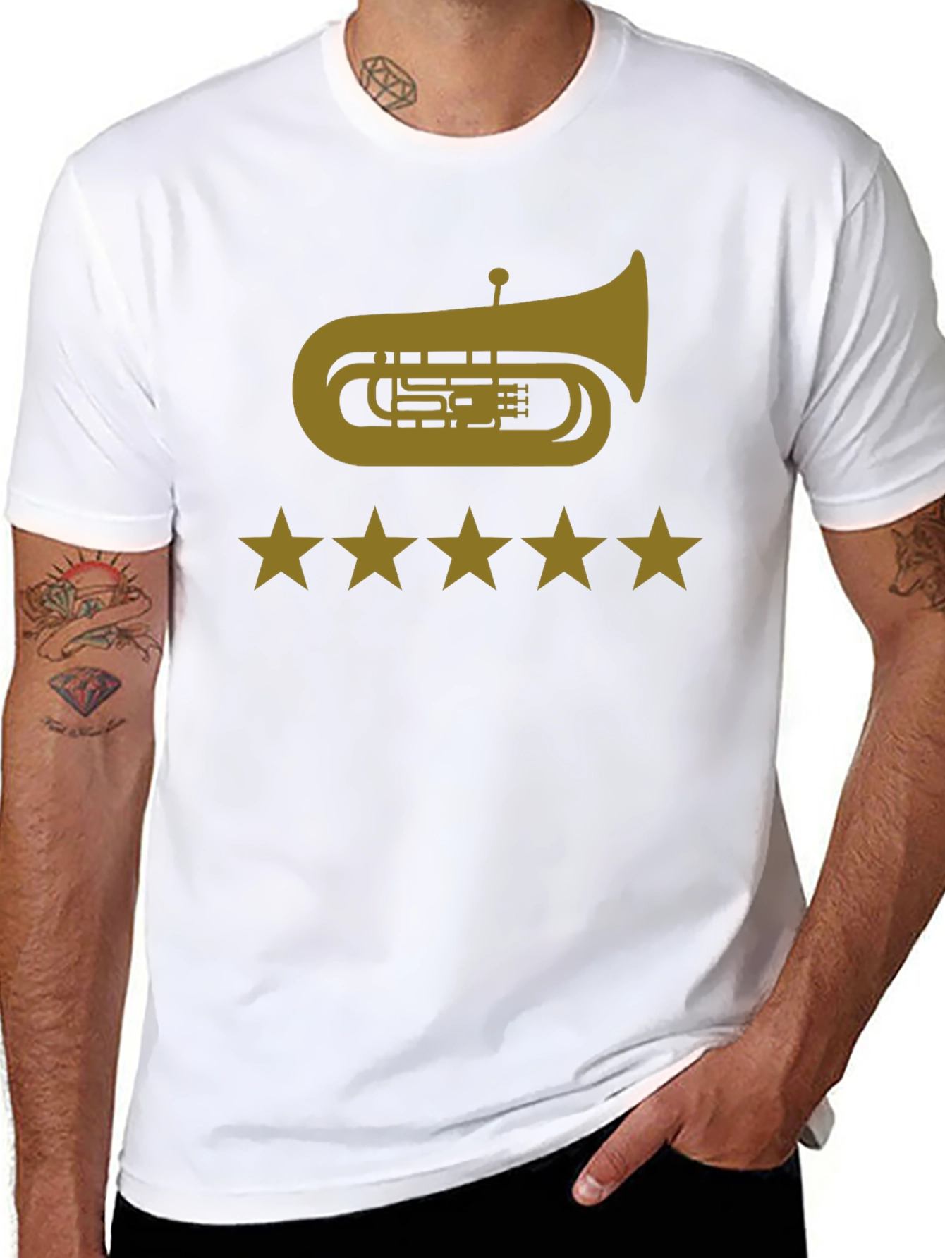 Tuba & Stars Graphic Tee - Music Lovers T-Shirt