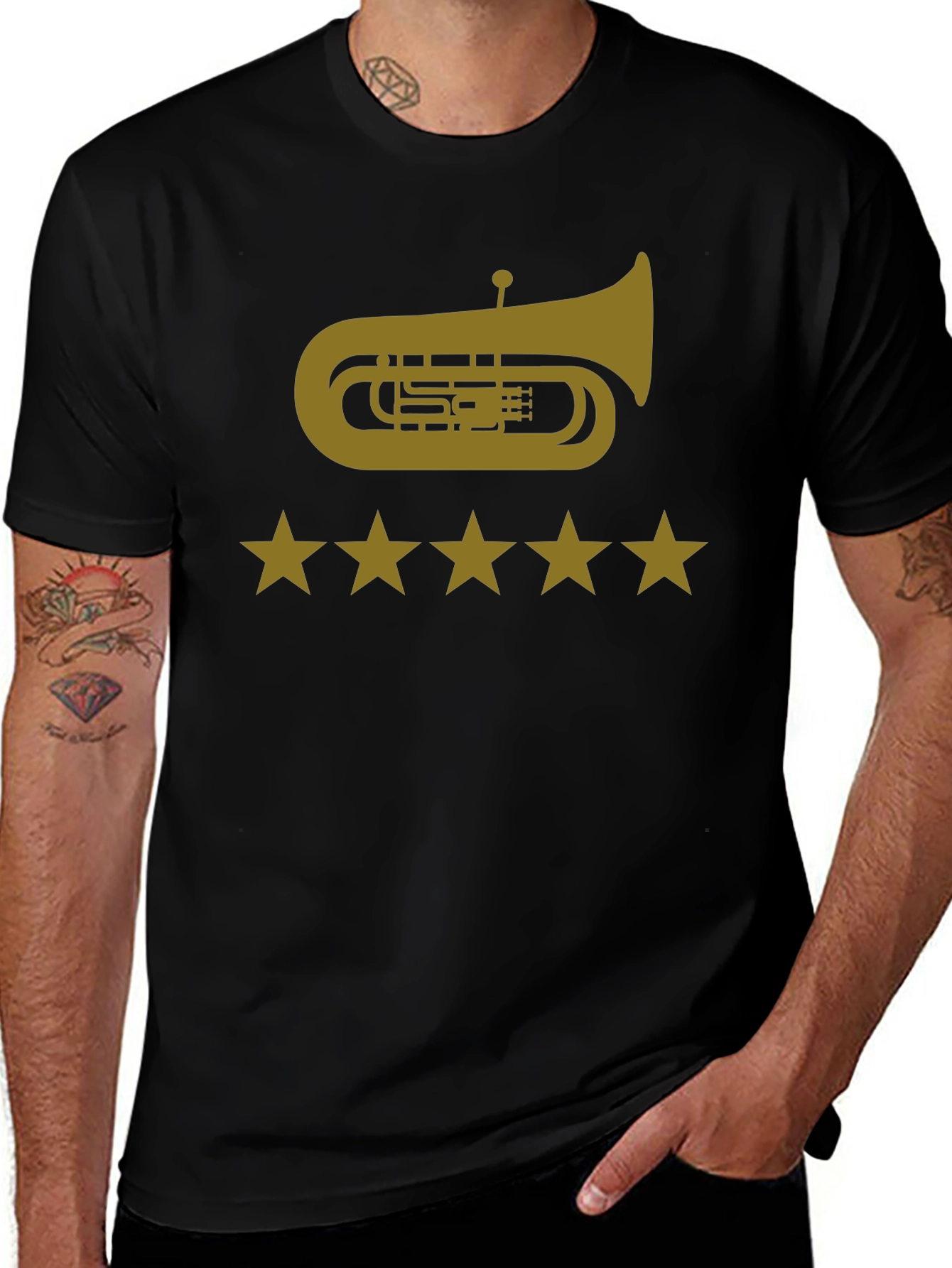 Tuba & Stars Graphic Tee - Music Lovers T-Shirt