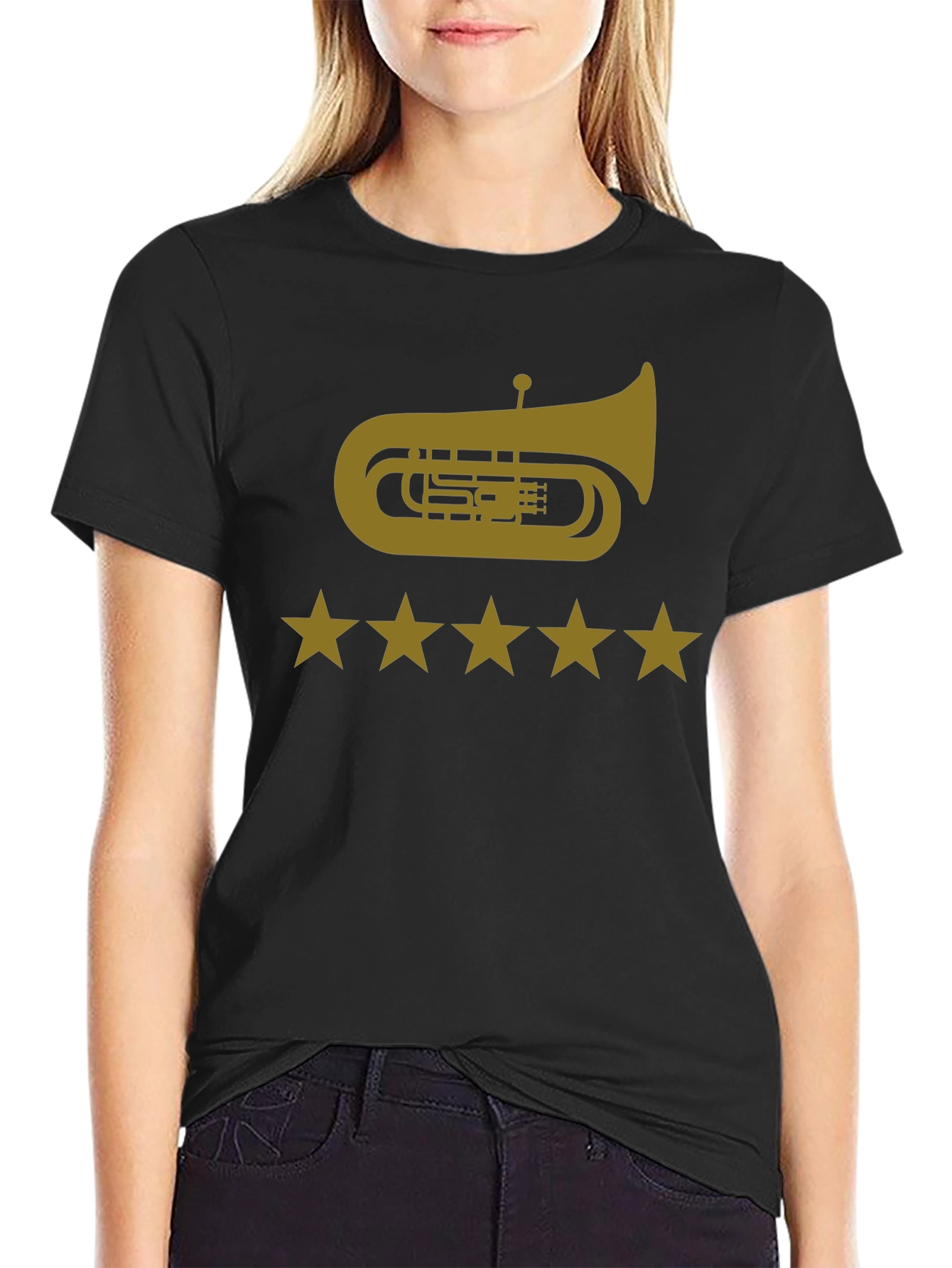 Tuba & Stars Graphic Tee - Music Lovers T-Shirt