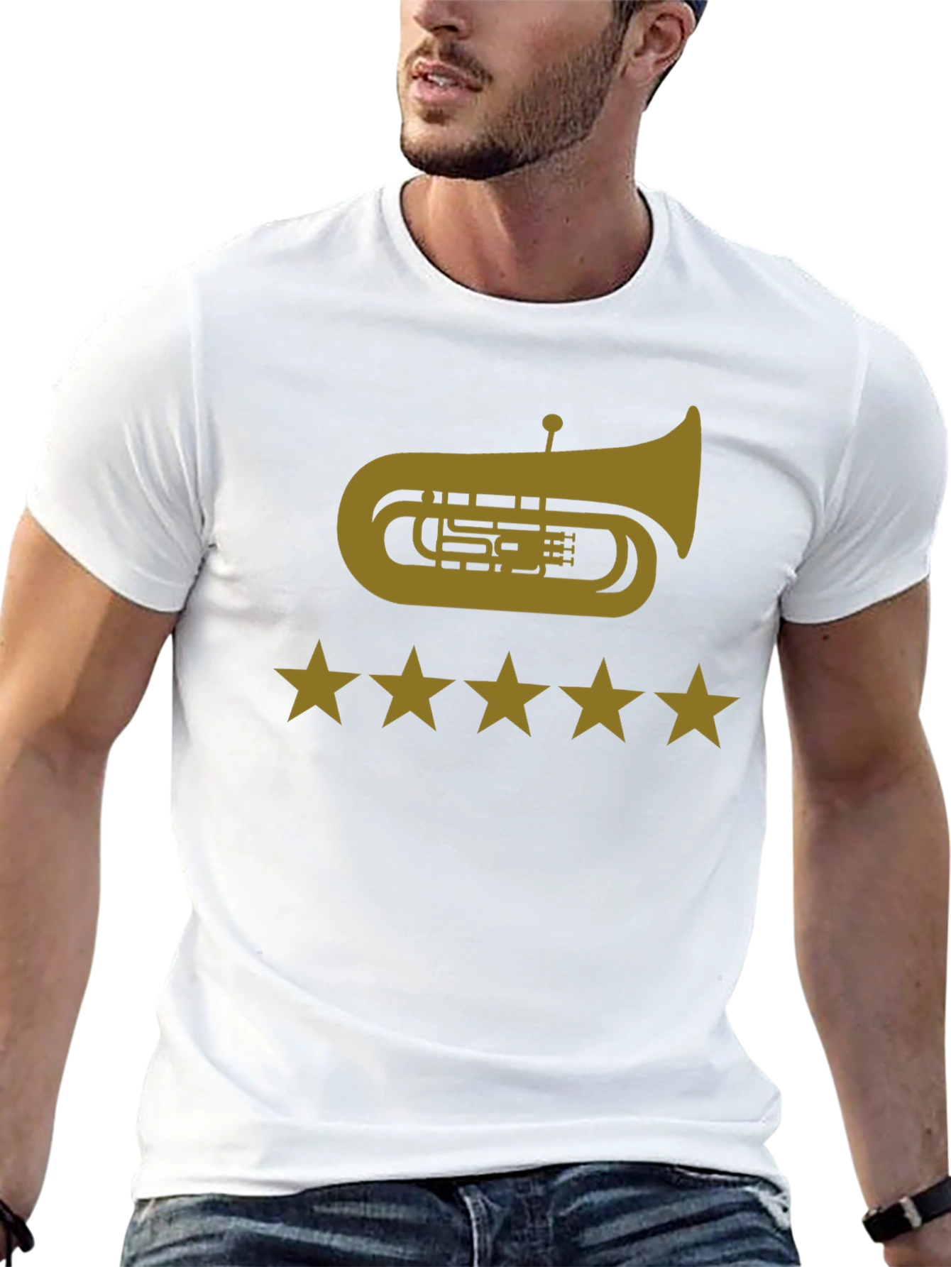 Tuba & Stars Graphic Tee - Music Lovers T-Shirt
