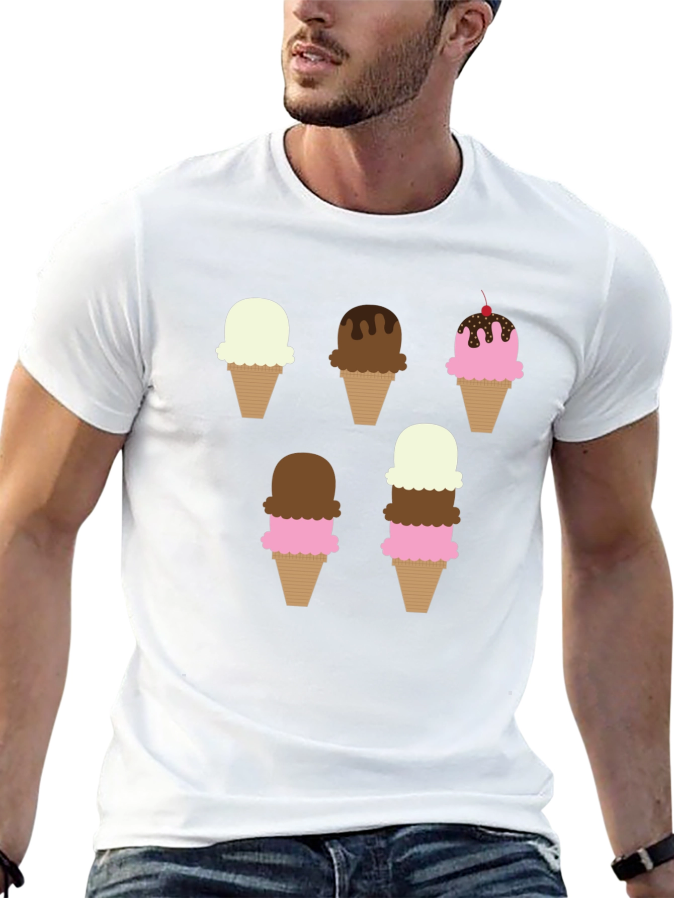 Ice Cream Cone Graphic T-Shirt - Unisex Casual Tee