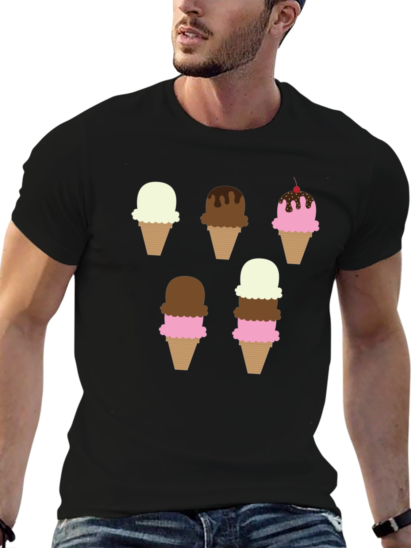 Ice Cream Cone Graphic T-Shirt - Unisex Casual Tee