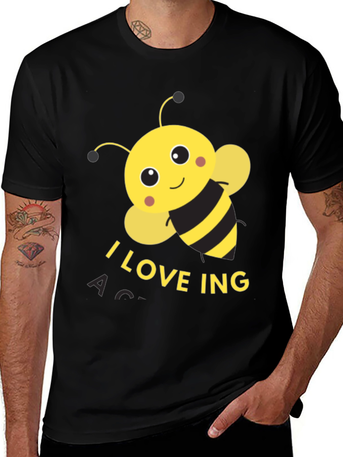 I Love Bee-ing Active Black T-Shirt