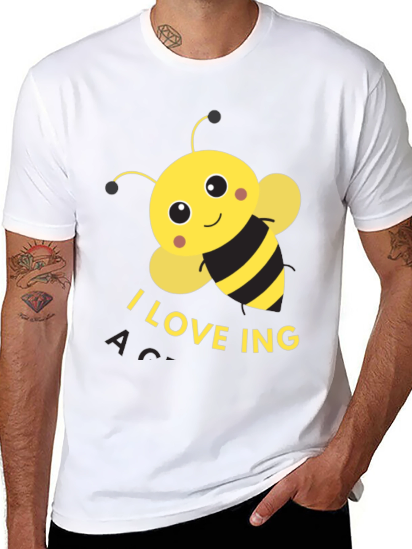 I Love Bee-ing Active Black T-Shirt