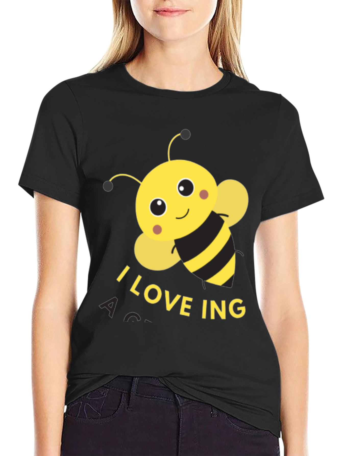 I Love Bee-ing Active Black T-Shirt