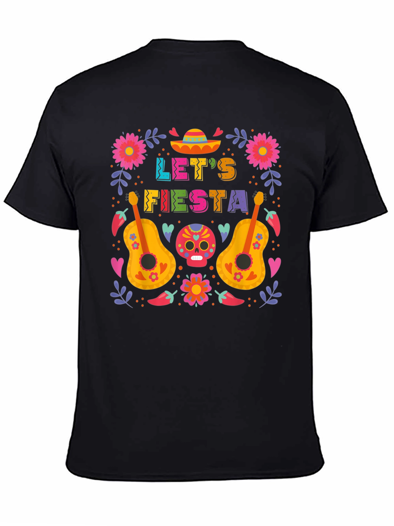 Lets Fiesta T-Shirt - Black Crew Neck Tee