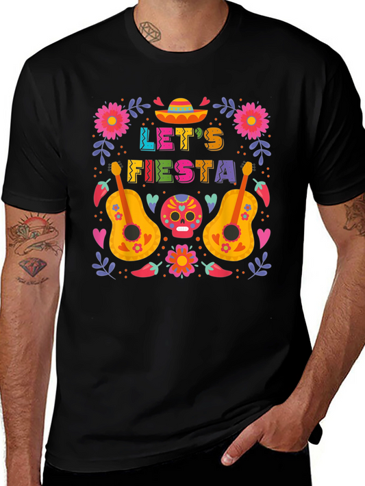 Lets Fiesta T-Shirt - Black Crew Neck Tee