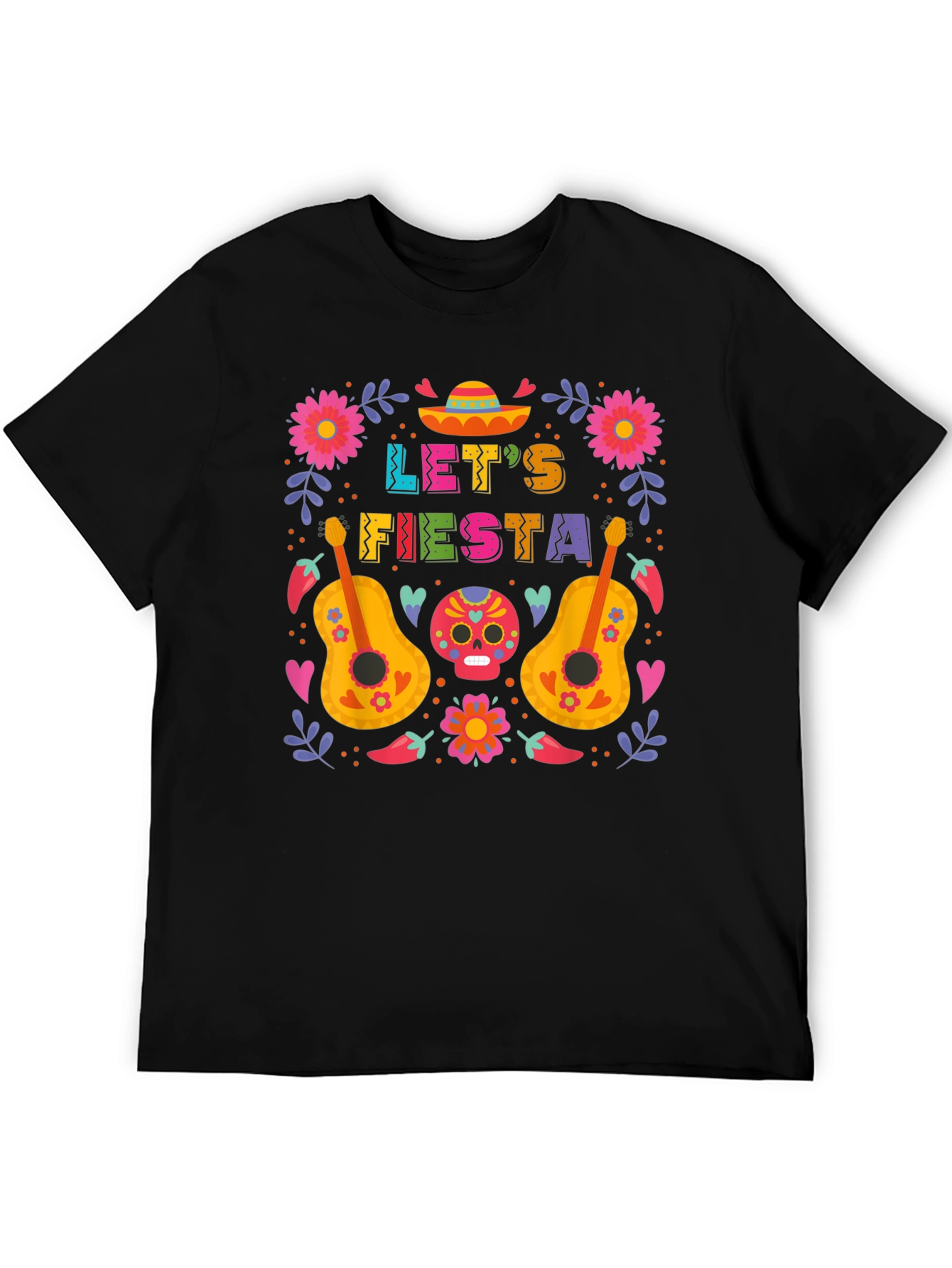 Lets Fiesta T-Shirt - Black Crew Neck Tee
