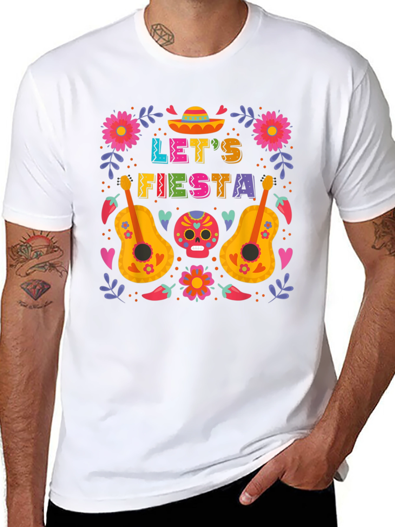 Lets Fiesta T-Shirt - Black Crew Neck Tee