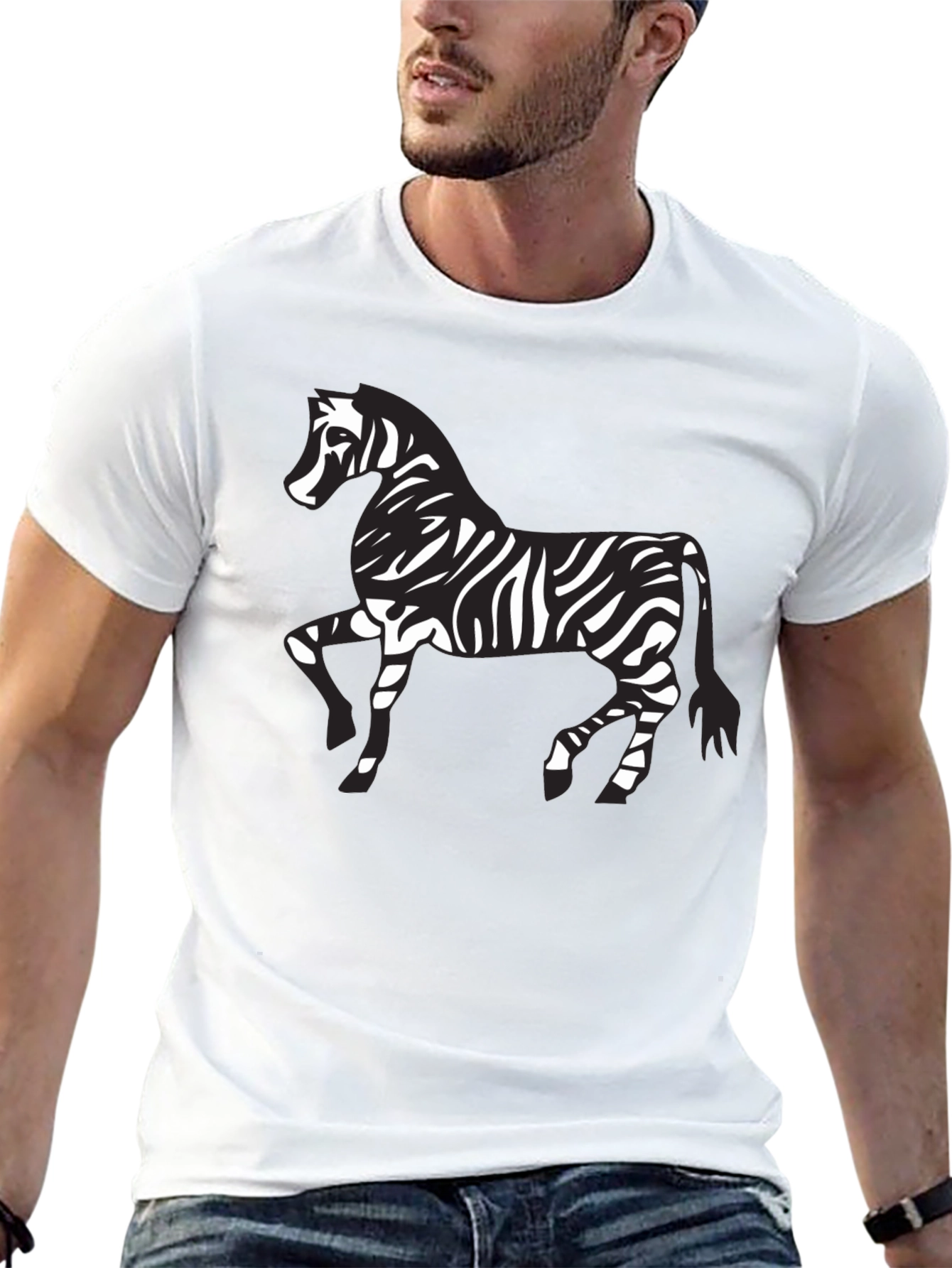 Zebra Print Graphic Tee - Black