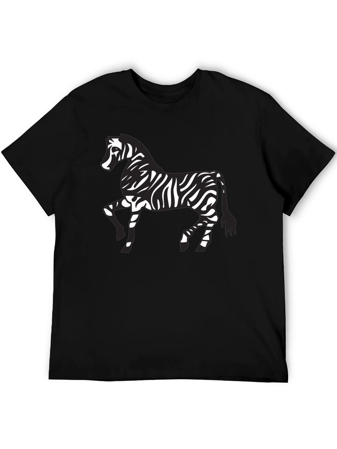Zebra Print Graphic Tee - Black