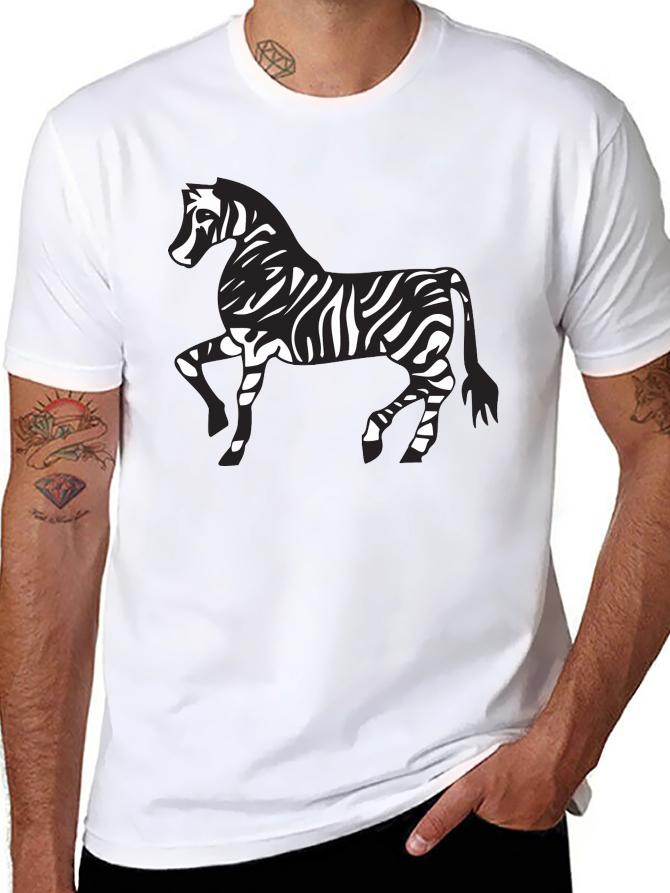 Zebra Print Graphic Tee - Black