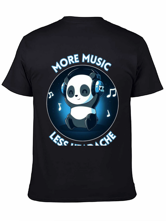 Music Lover Panda T-Shirt - More Music Less Headache