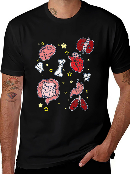 Anatomy Organs Graphic Print Black T-Shirt