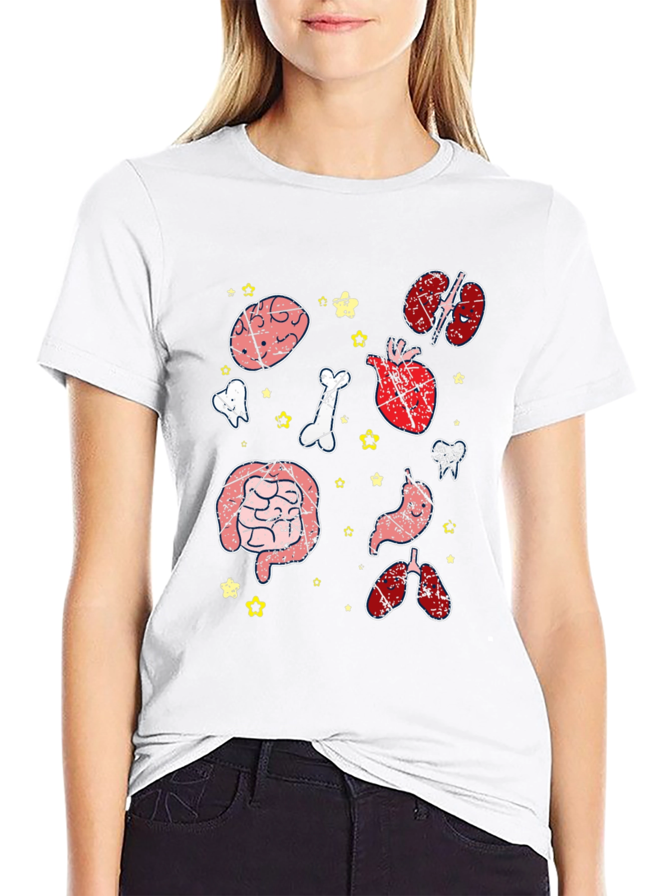 Anatomy Organs Graphic Print Black T-Shirt