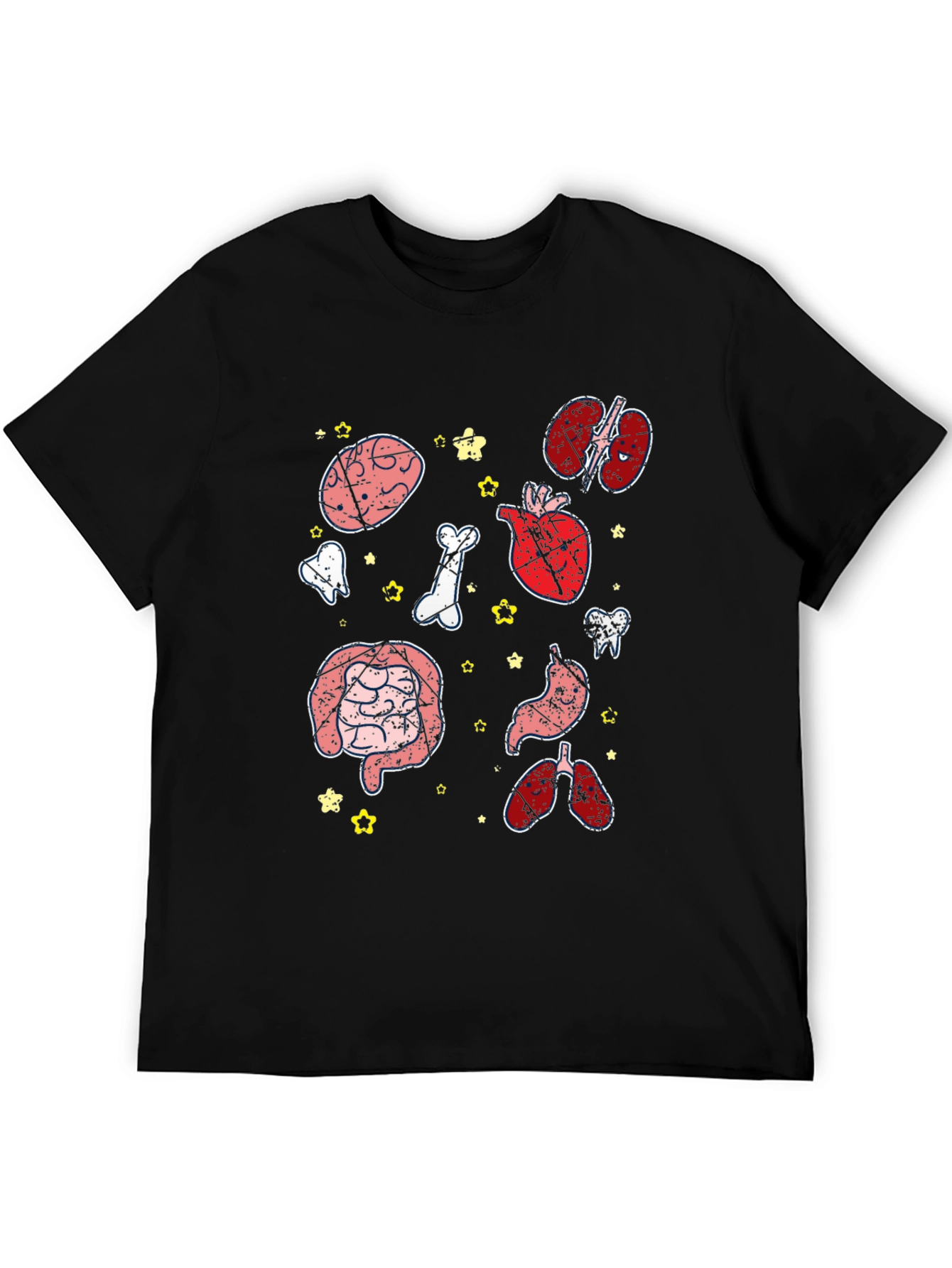 Anatomy Organs Graphic Print Black T-Shirt