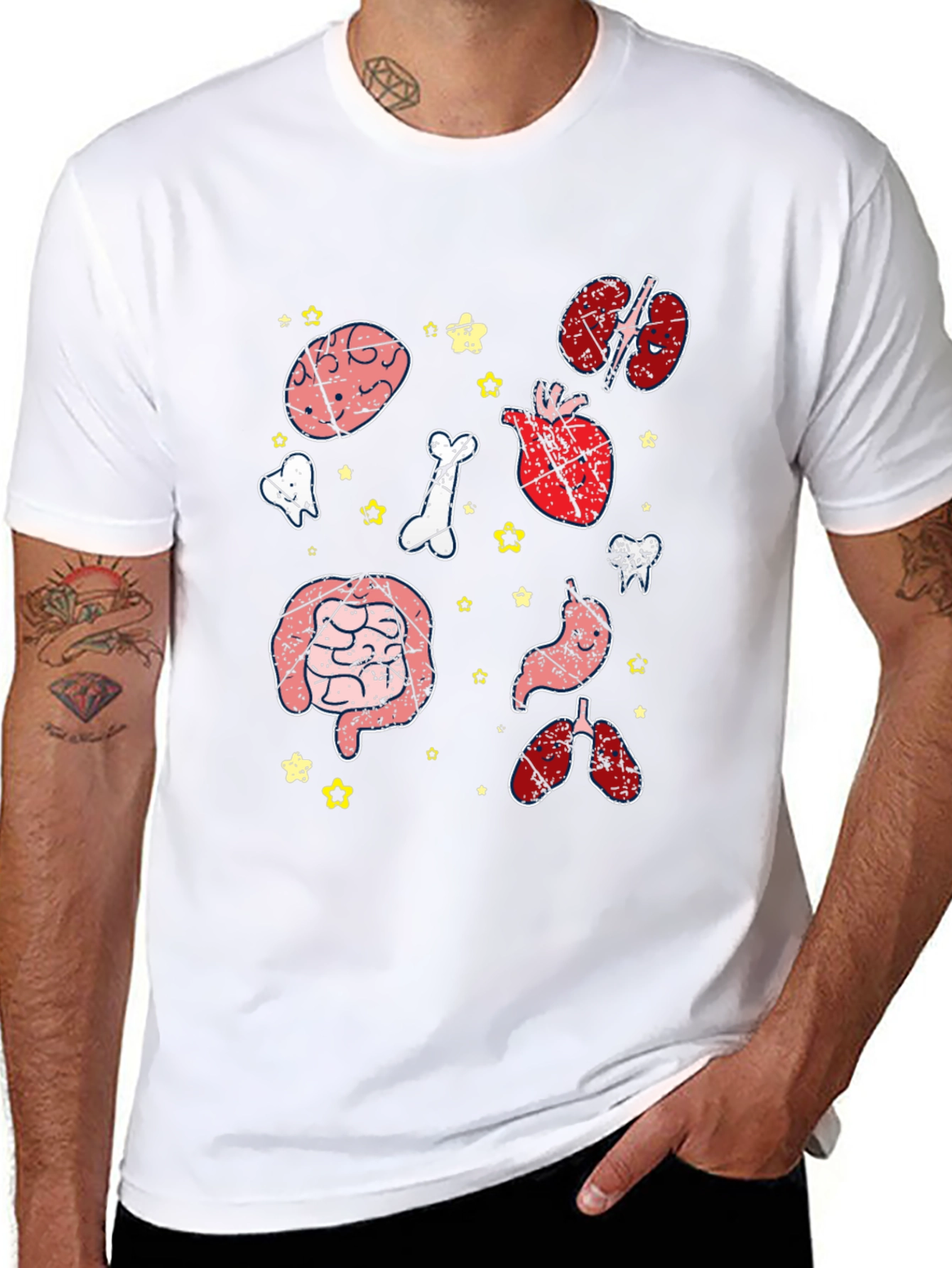 Anatomy Organs Graphic Print Black T-Shirt