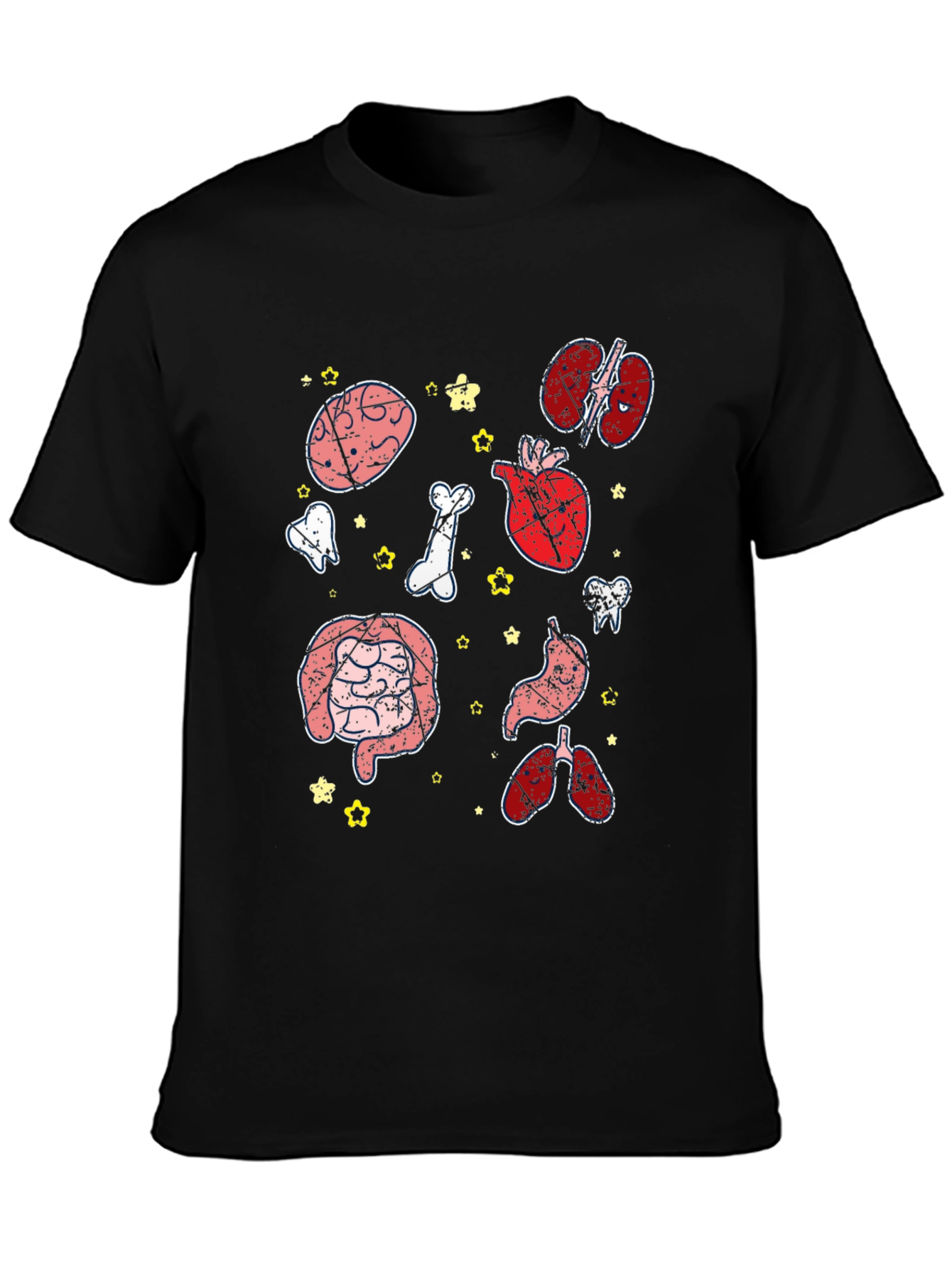 Anatomy Organs Graphic Print Black T-Shirt