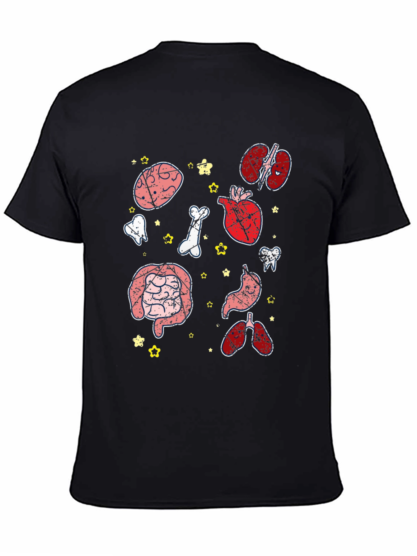 Anatomy Organs Graphic Print Black T-Shirt