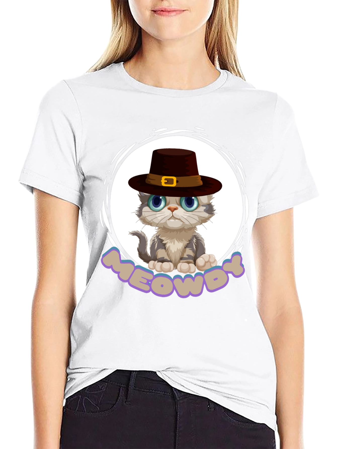 Meowdy Cat Pilgrim T-Shirt