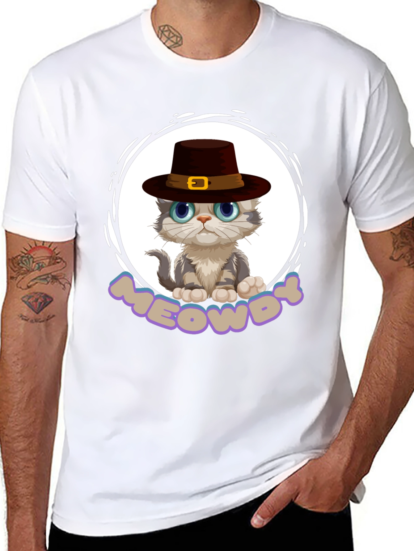 Meowdy Cat Pilgrim T-Shirt