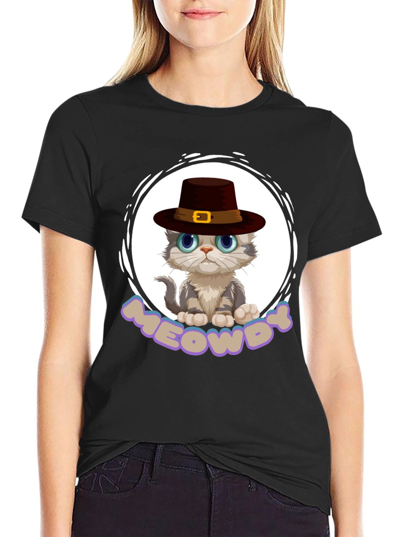 Meowdy Cat Pilgrim T-Shirt