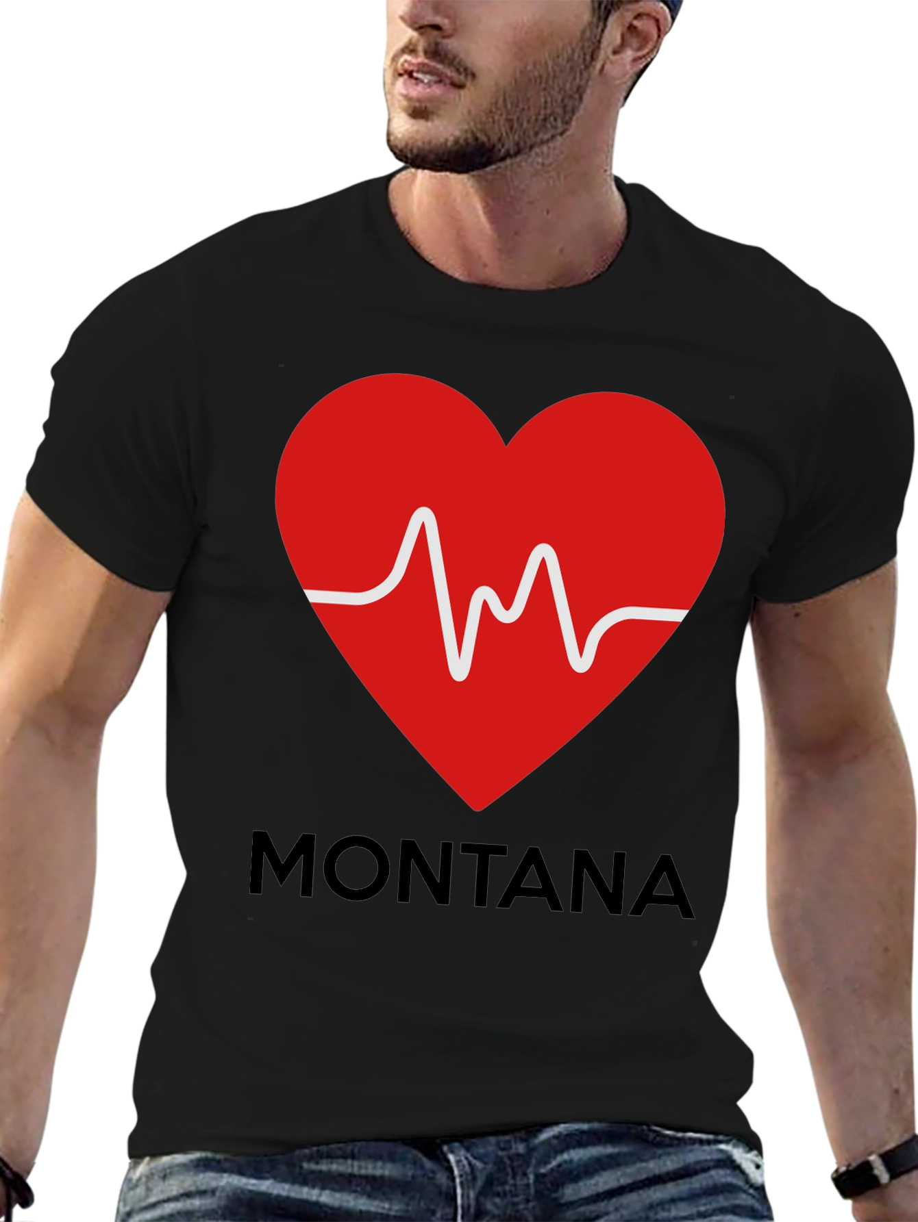 Montana Heartbeat T-Shirt - Black Graphic Tee