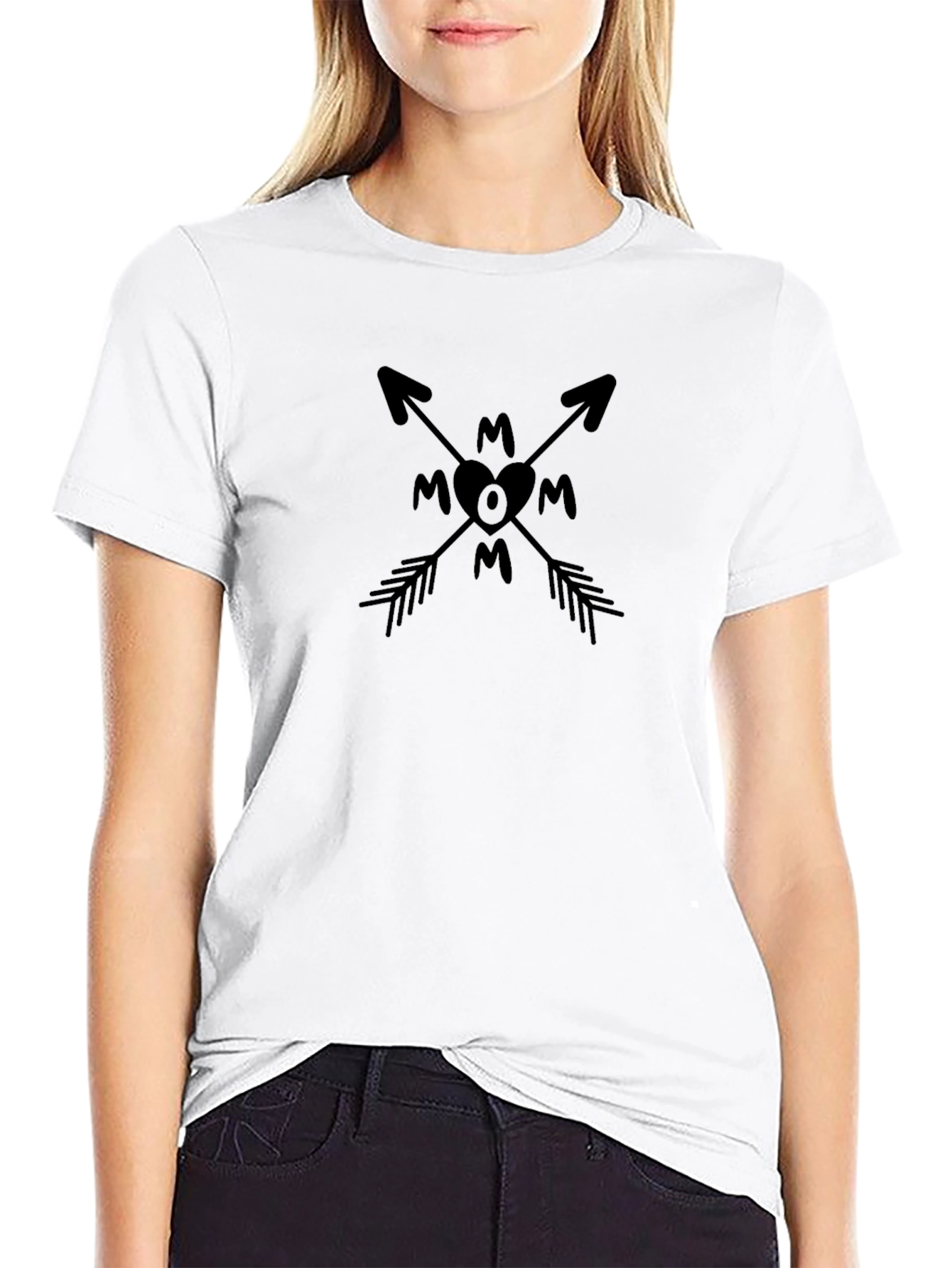 Mom Arrow Graphic Black T-Shirt