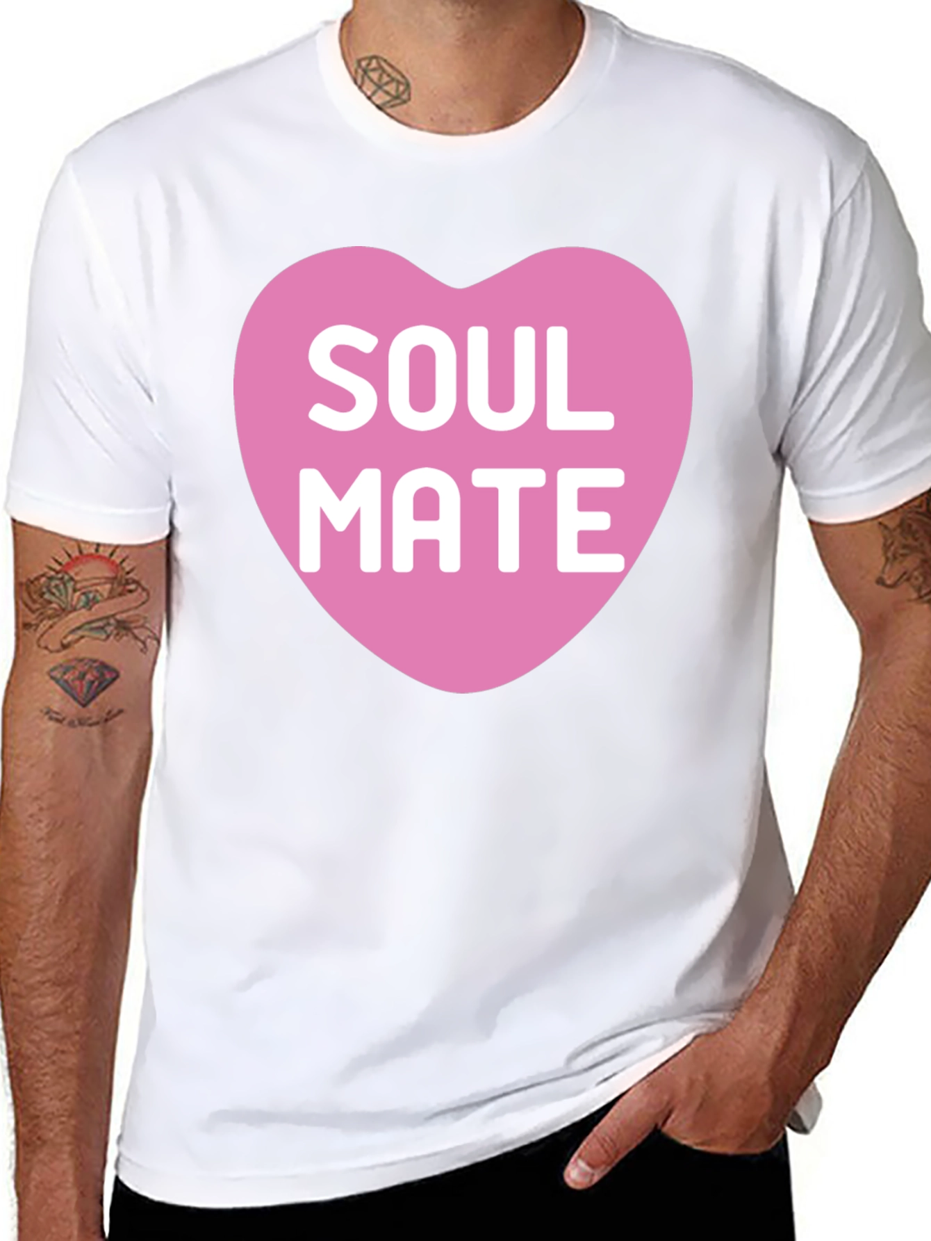 Soul Mate Heart Graphic Tee - Black Cotton T-Shirt