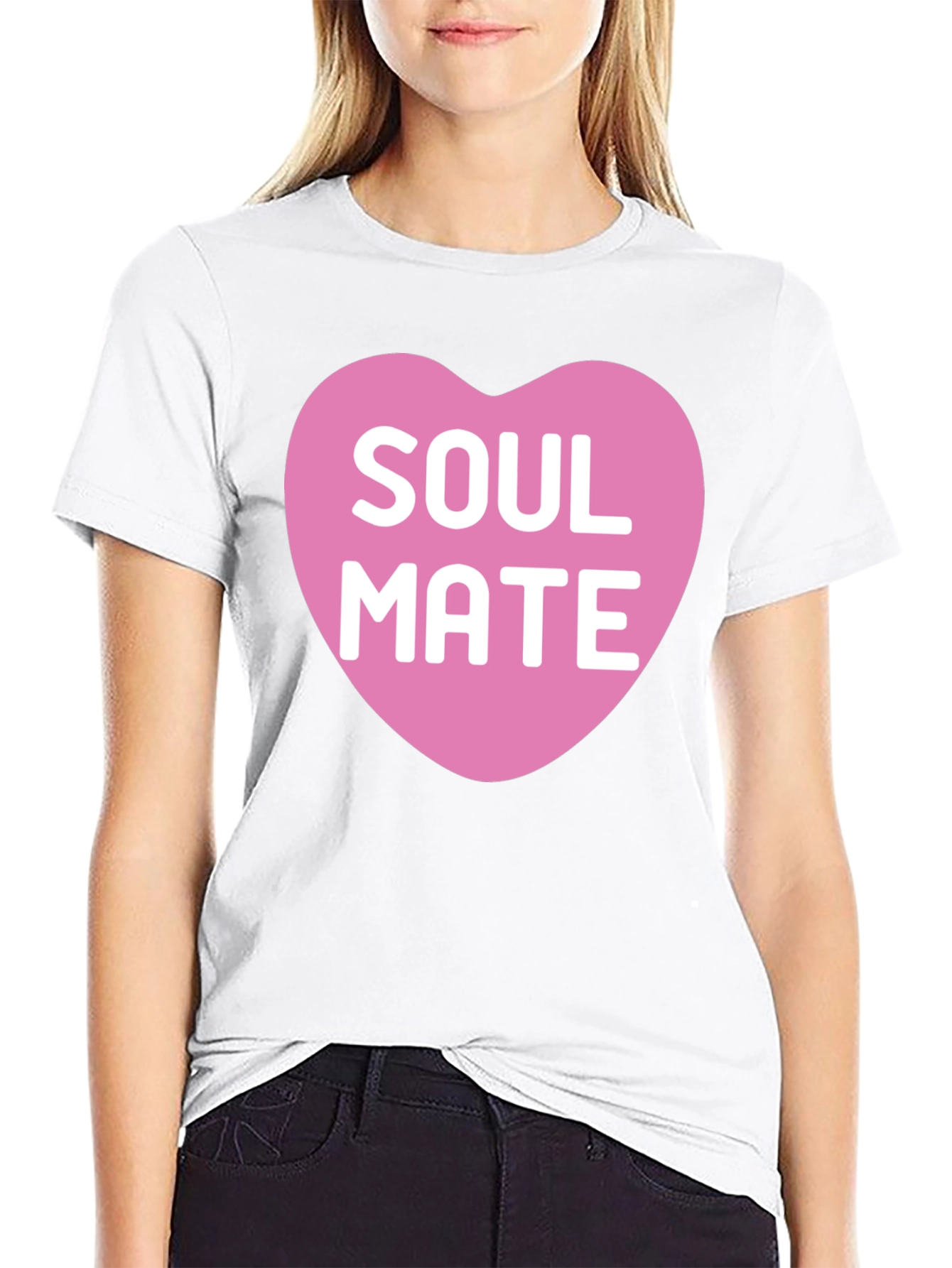 Soul Mate Heart Graphic Tee - Black Cotton T-Shirt