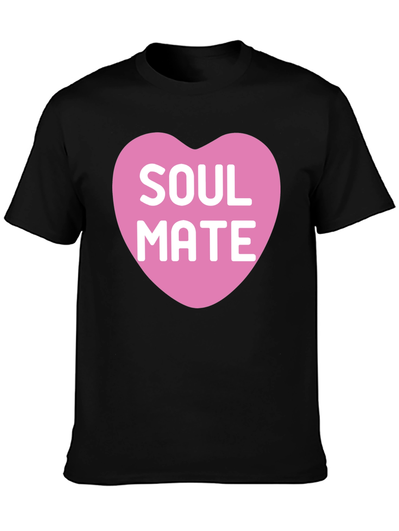 Soul Mate Heart Graphic Tee - Black Cotton T-Shirt