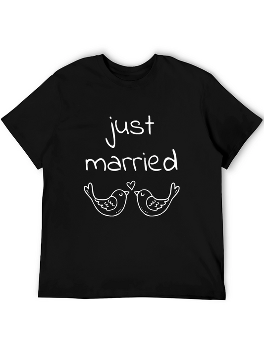 Just Married Birds Graphic Tee - Black
