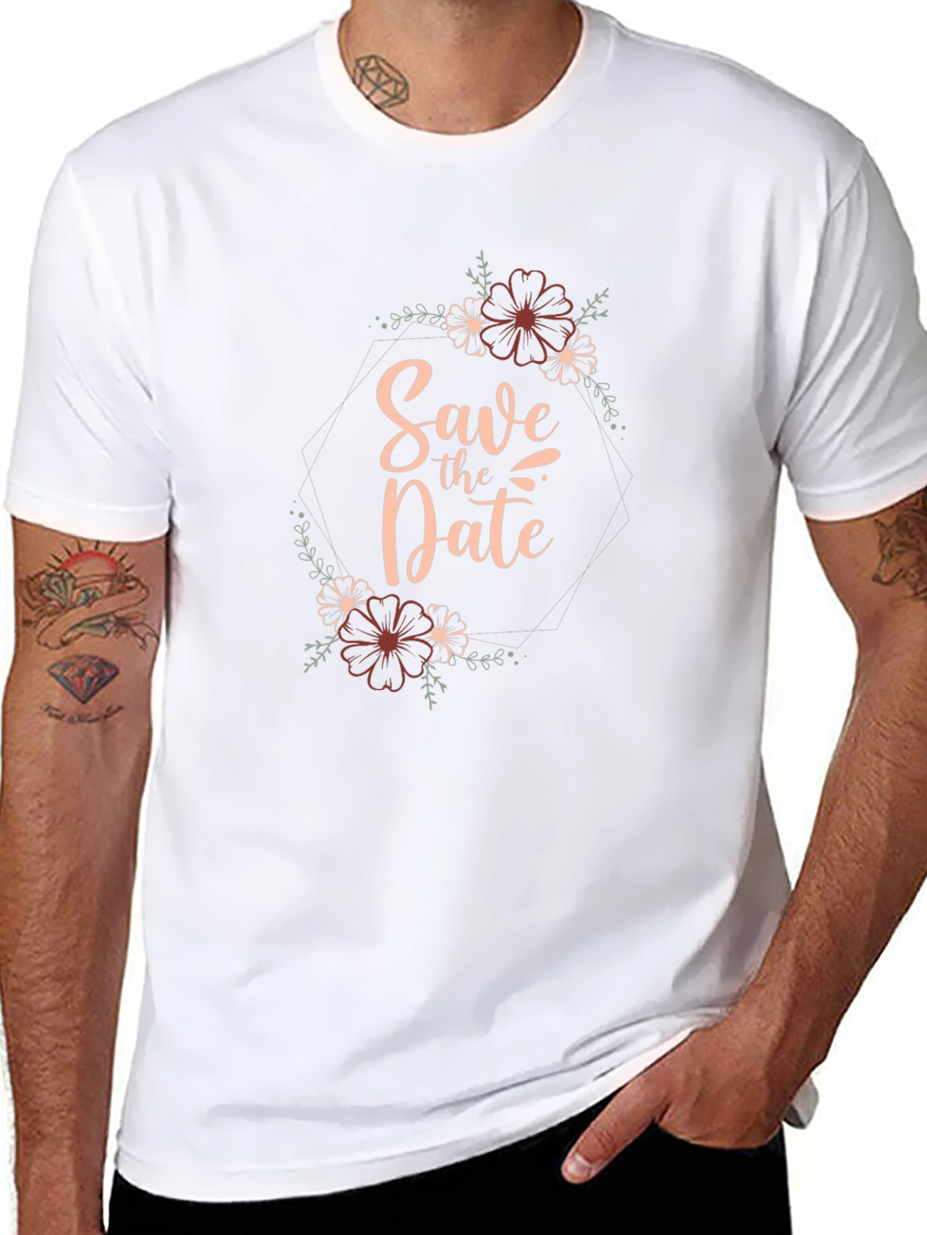Save the Date Floral Graphic Black T-Shirt