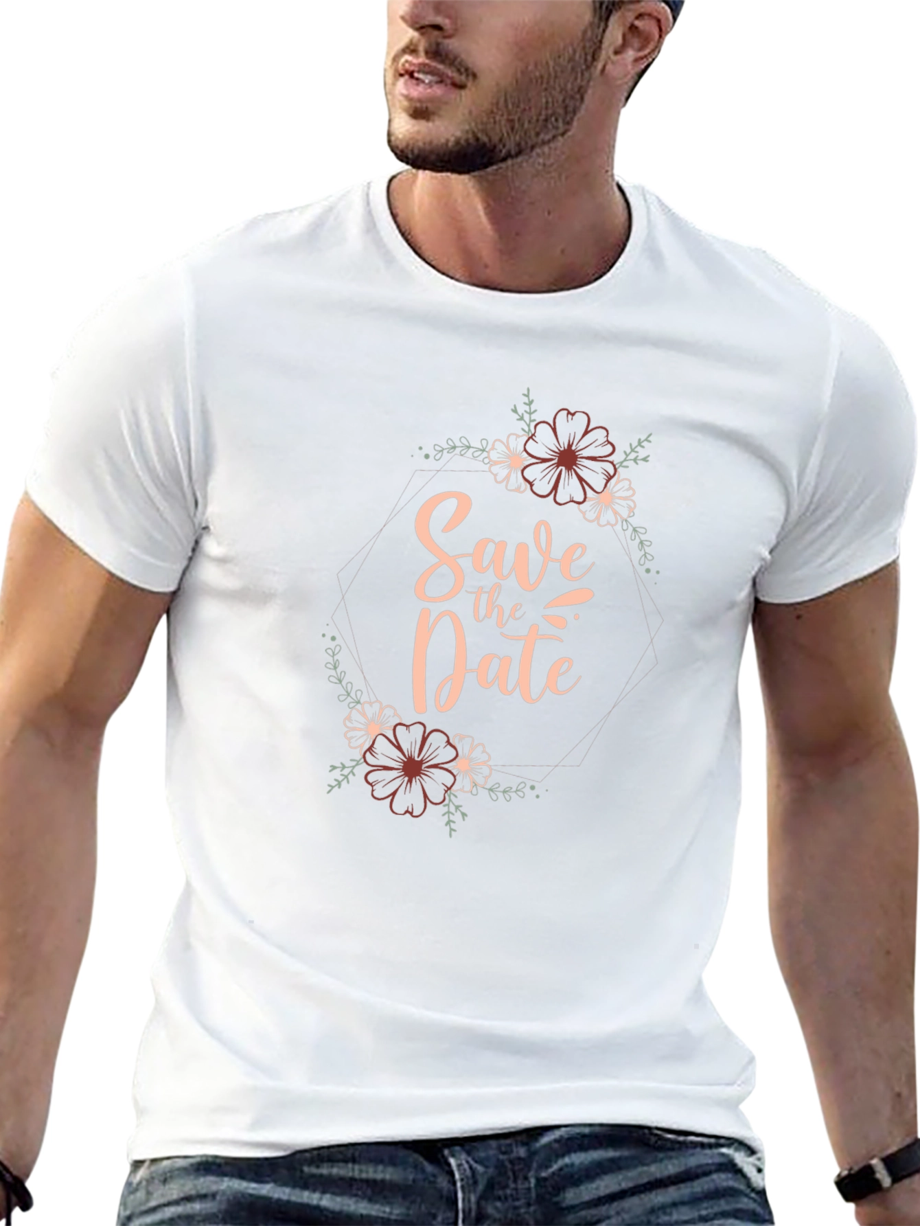 Save the Date Floral Graphic Black T-Shirt