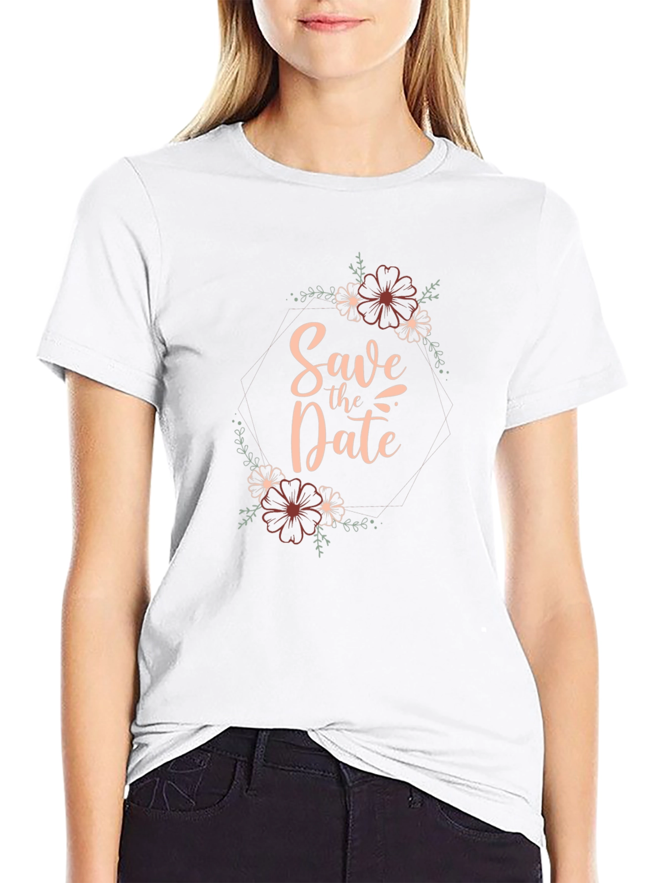 Save the Date Floral Graphic Black T-Shirt