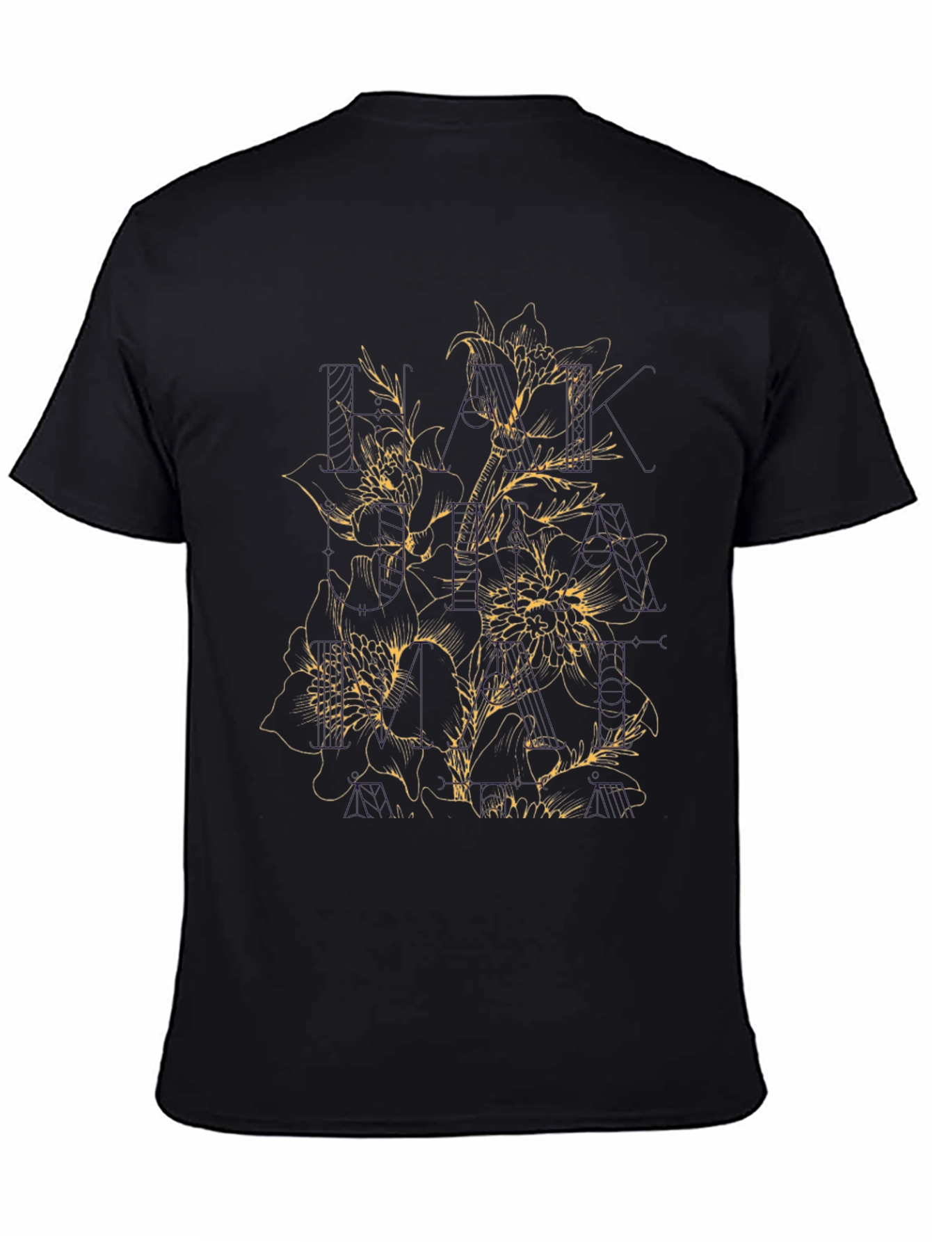Floral Print Black T-Shirt for Men