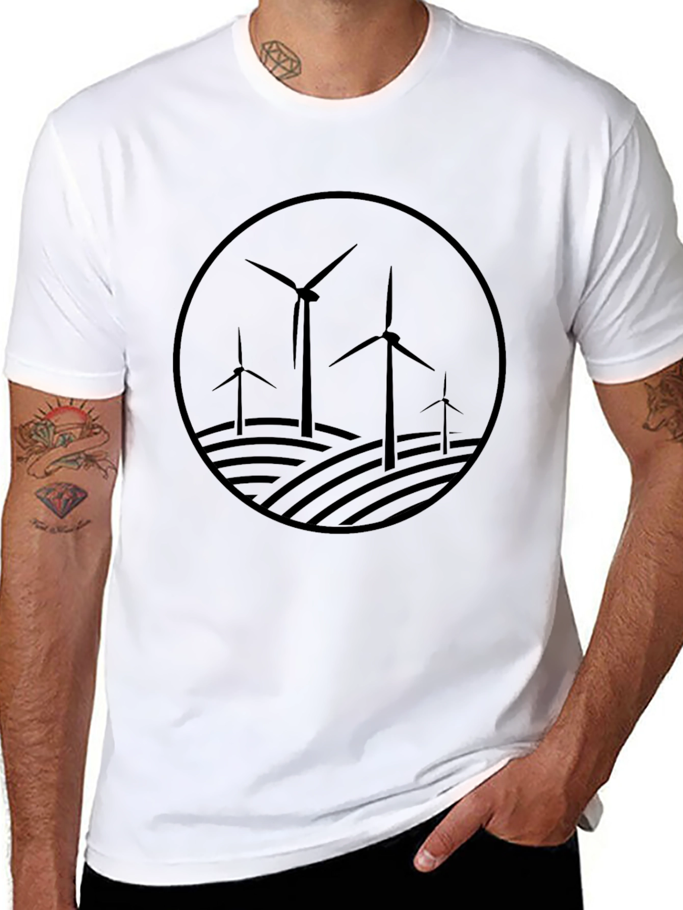 Wind Turbine Graphic Tee - Eco-Friendly Energy Shirt