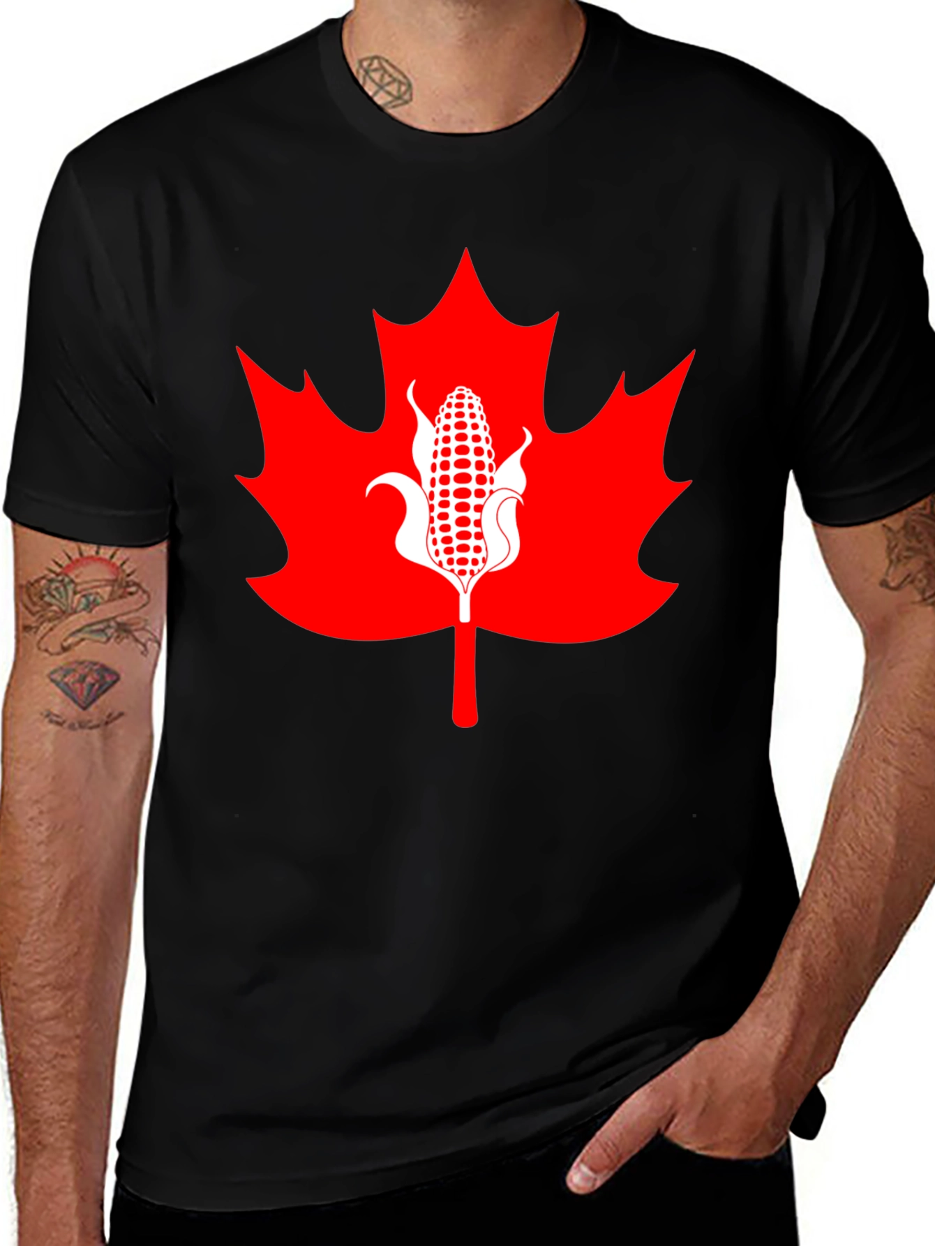 Canadian Corn Maple Leaf Graphic Tee