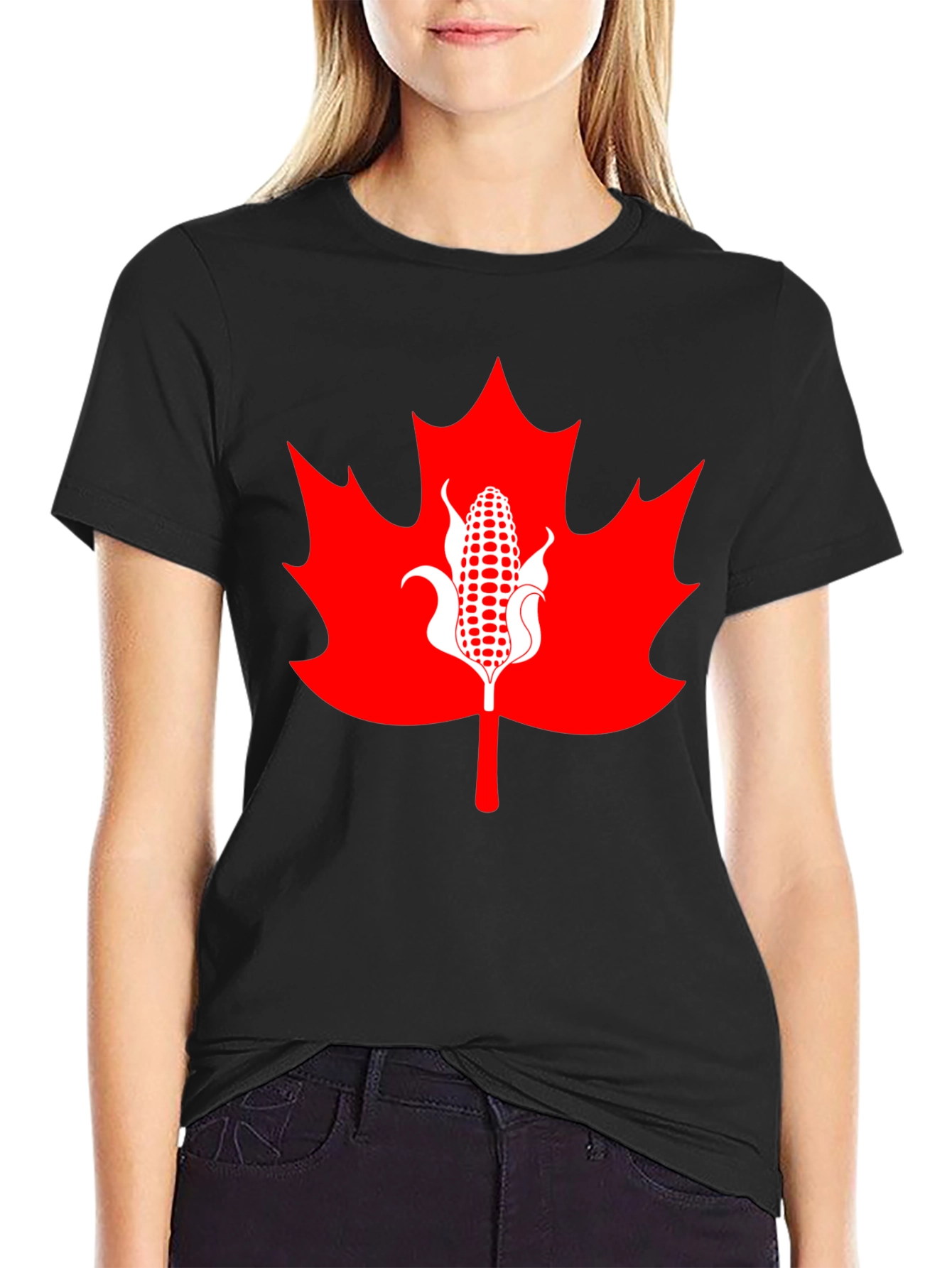 Canadian Corn Maple Leaf Graphic Tee