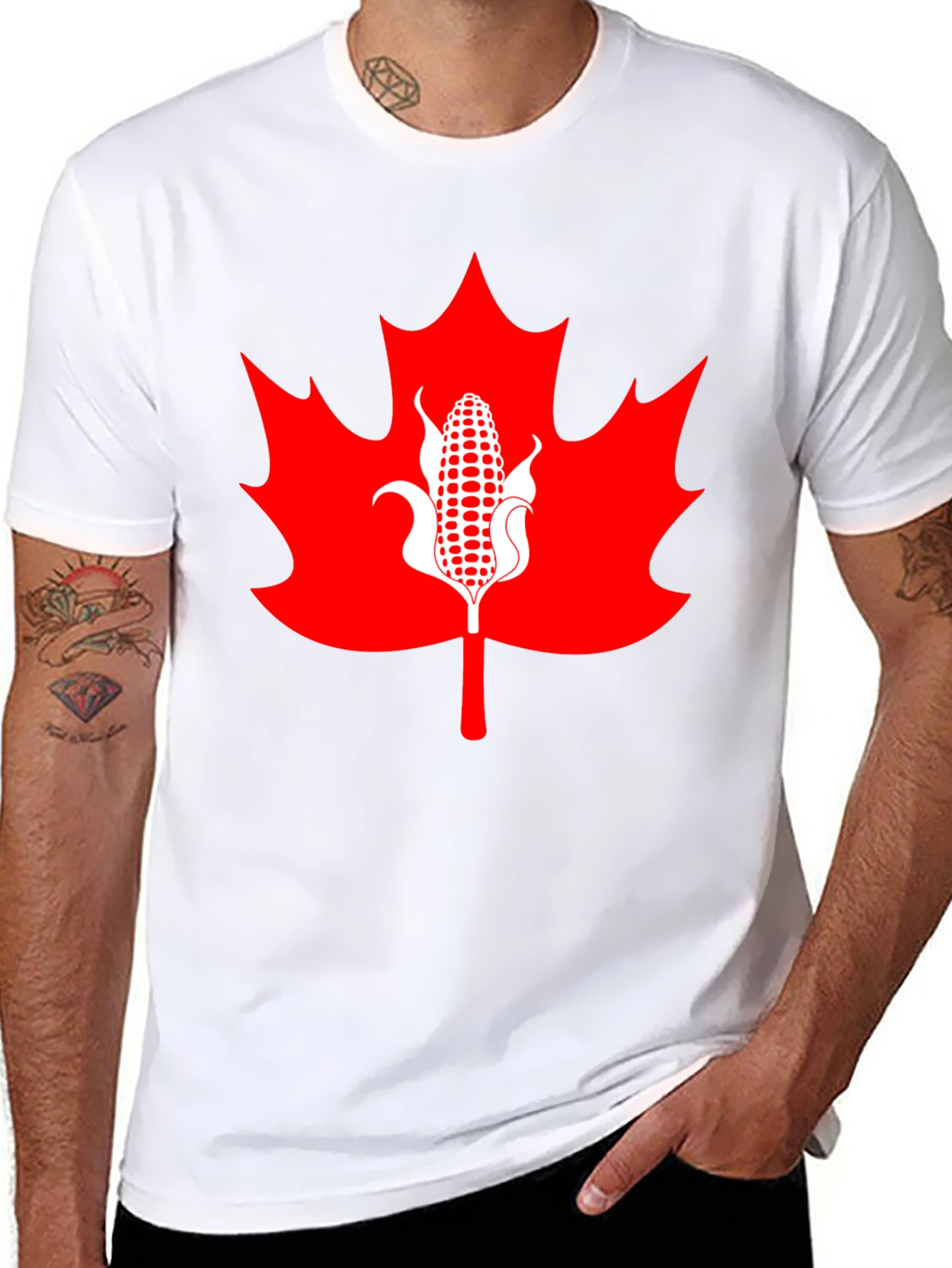 Canadian Corn Maple Leaf Graphic Tee