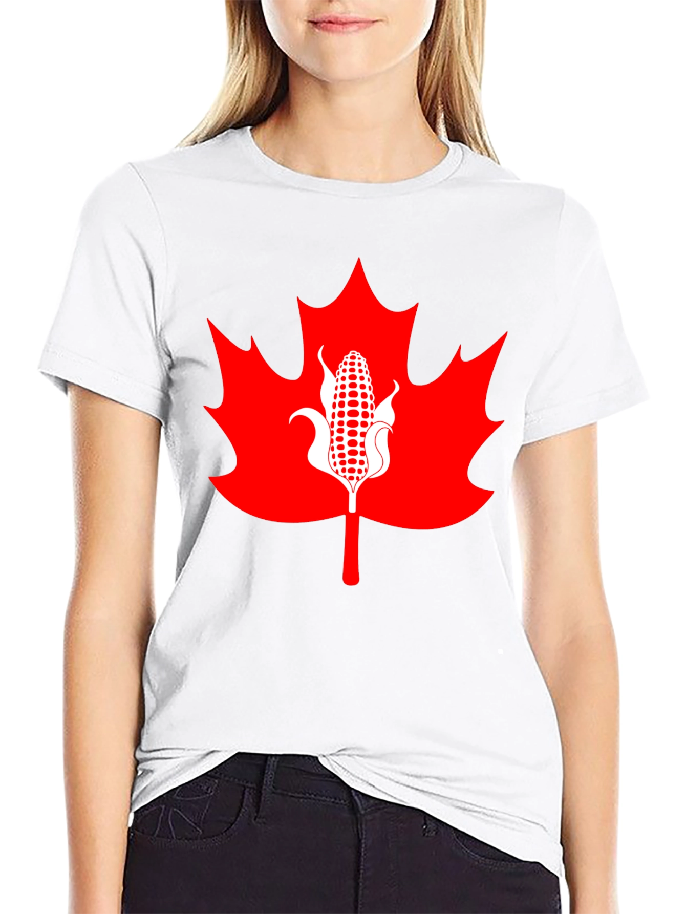 Canadian Corn Maple Leaf Graphic Tee