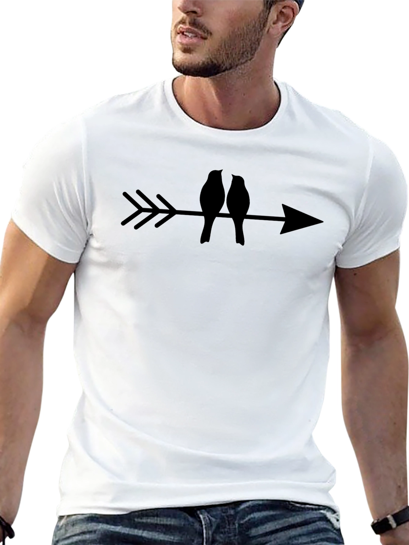 Birds on Arrow Graphic Tee - Black