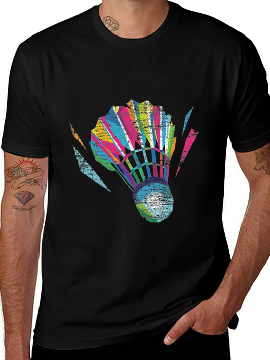 Colorful Badminton Shuttlecock Graphic Tee