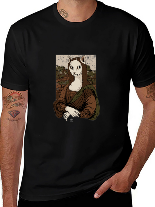 Cat Mona Lisa Graphic T-Shirt