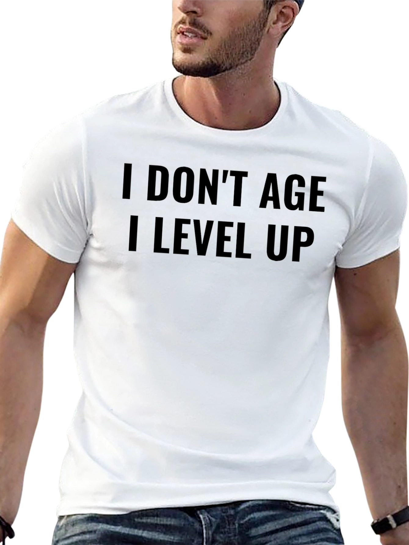 I Dont Age I Level Up Black Graphic T-Shirt