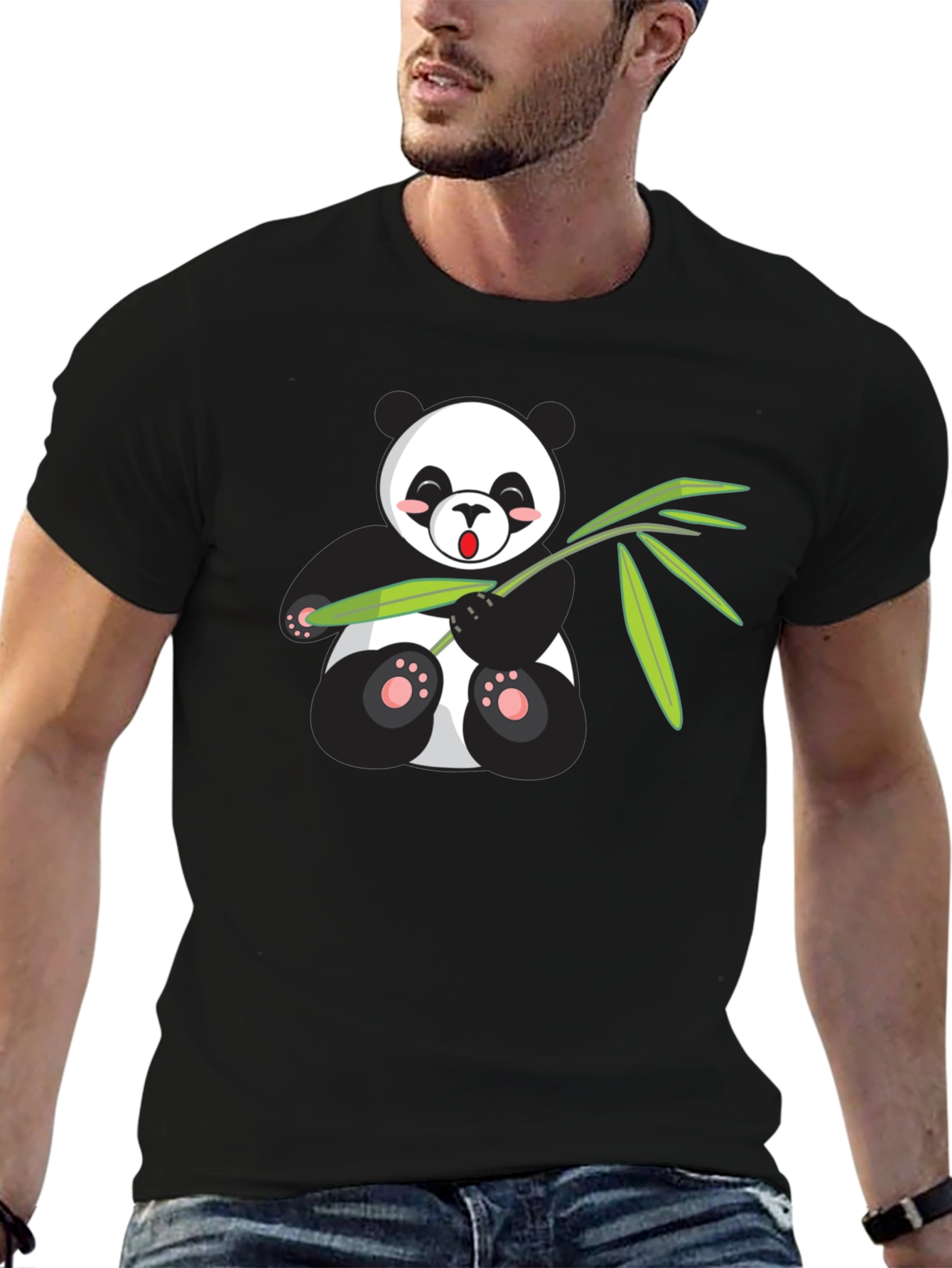 Cute Panda Bear Bamboo Graphic T-Shirt